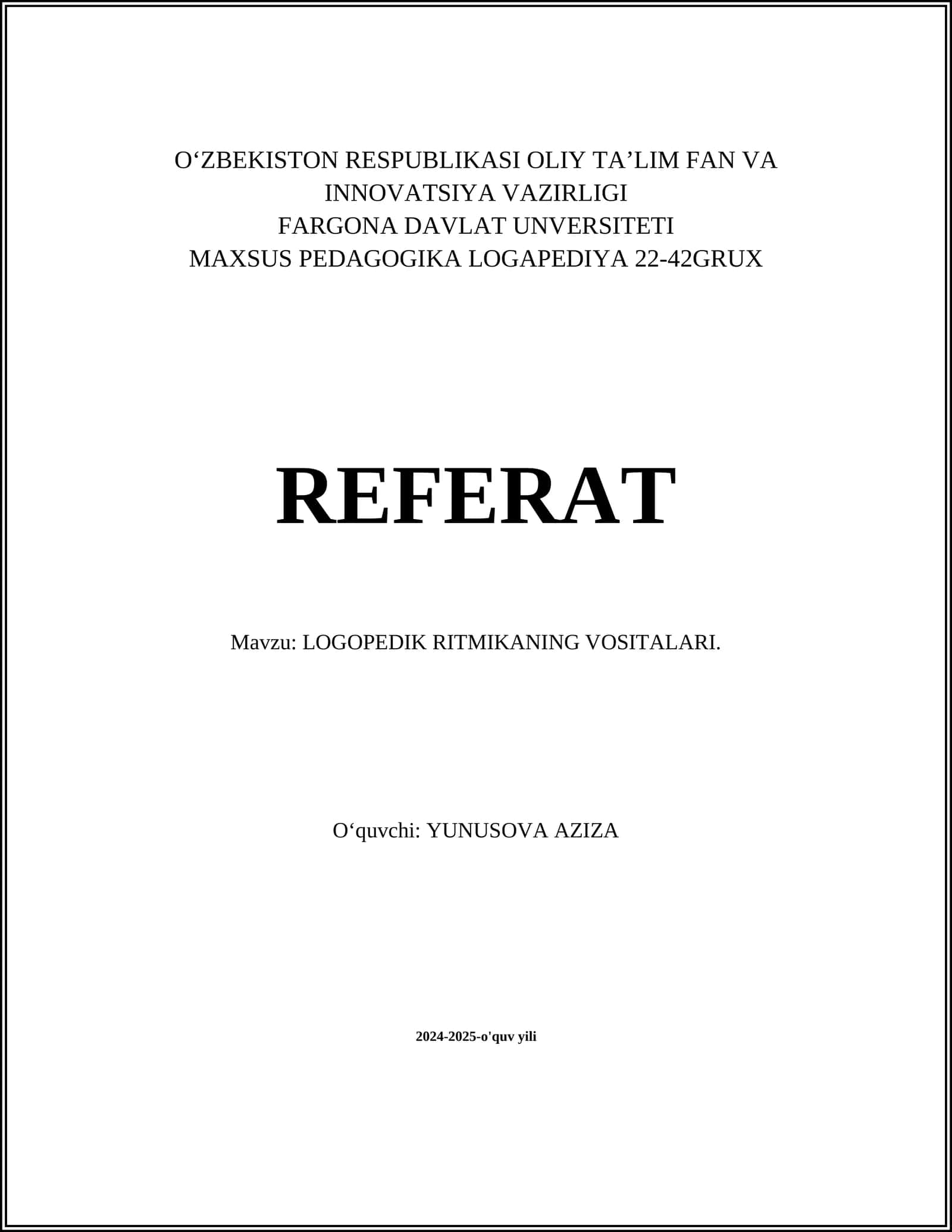 LOGOPEDIK RITMIKANING VOSITALARI