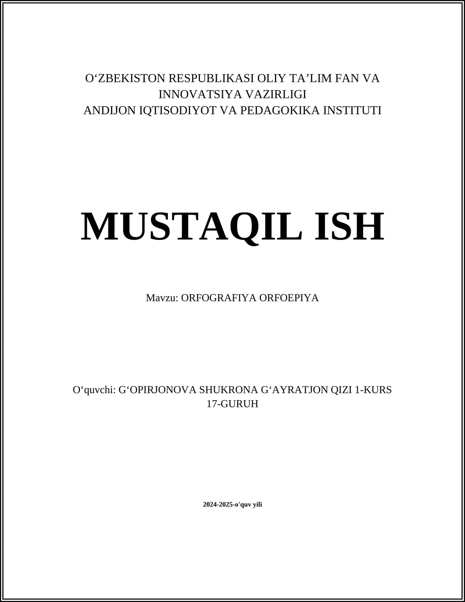 ORFOGRAFIYA ORFOEPIYA