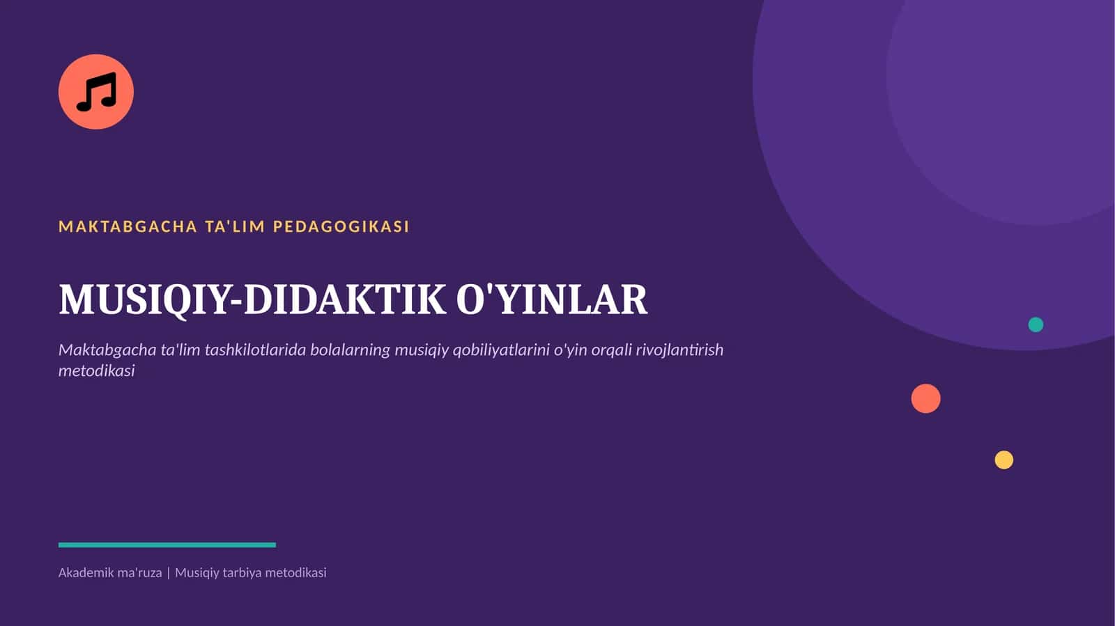 MAKTABGACHA TA'LIM PEDAGOGIKASI. maktabgacha taʼlim tashkilotlarida musiqaviy didaktik oʻyinlar