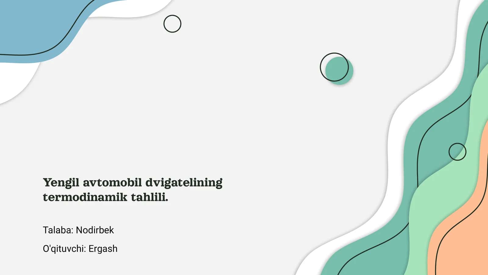 Yengil avtomobil dvigatelining termodinamik tahlili