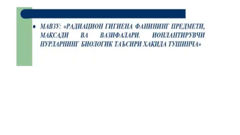 Prezentasiya/ Radiatsion gigiyena
