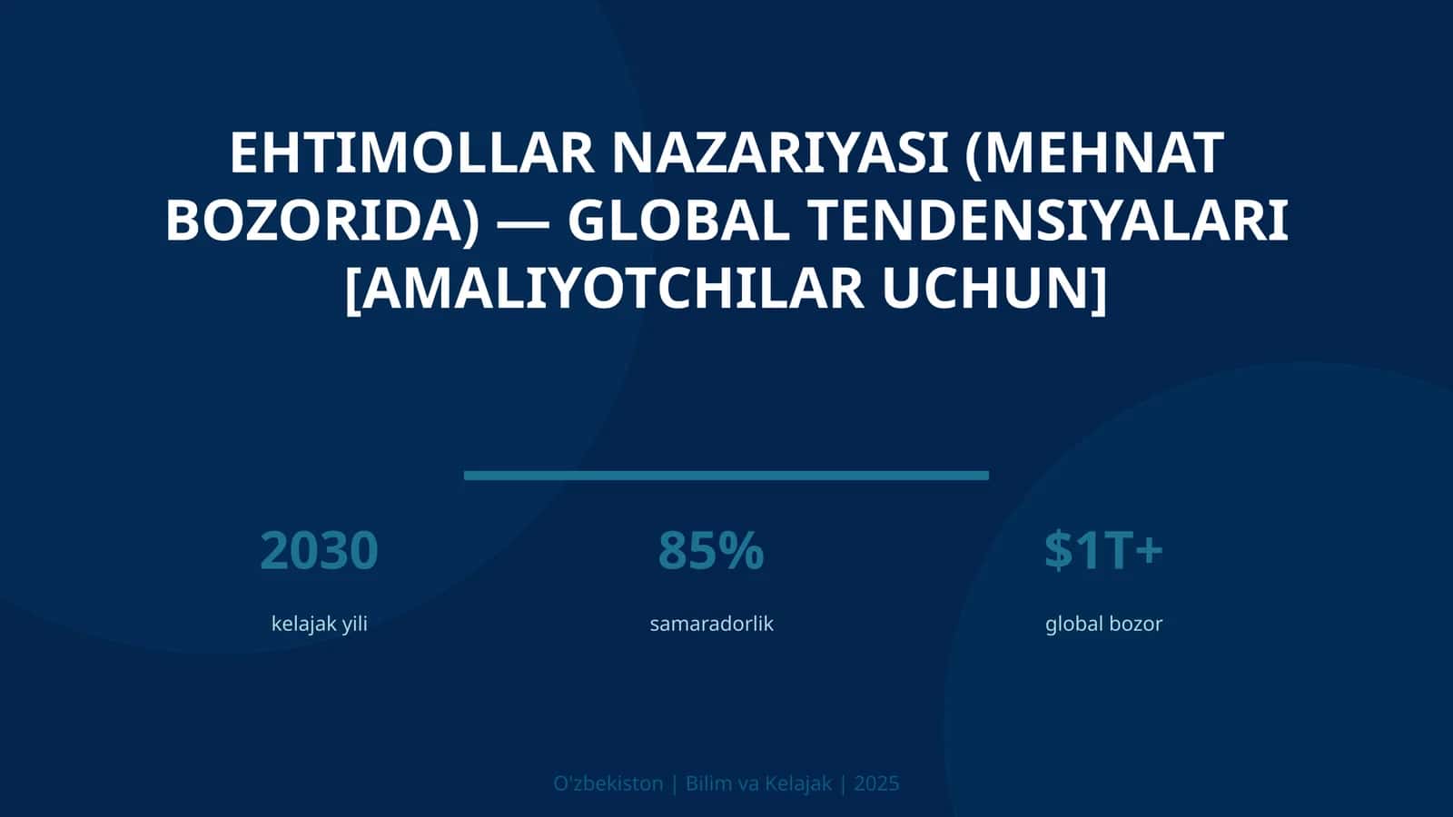 Ehtimollar nazariyasi (mehnat bozorida) — global tendensiyalari [amaliyotchilar uchun]