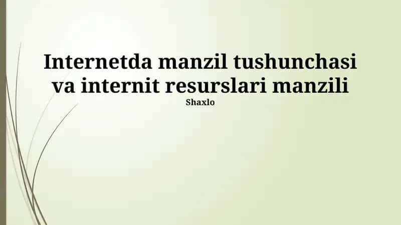 Internetda manzil tushunchasi va internit resurslari manzili