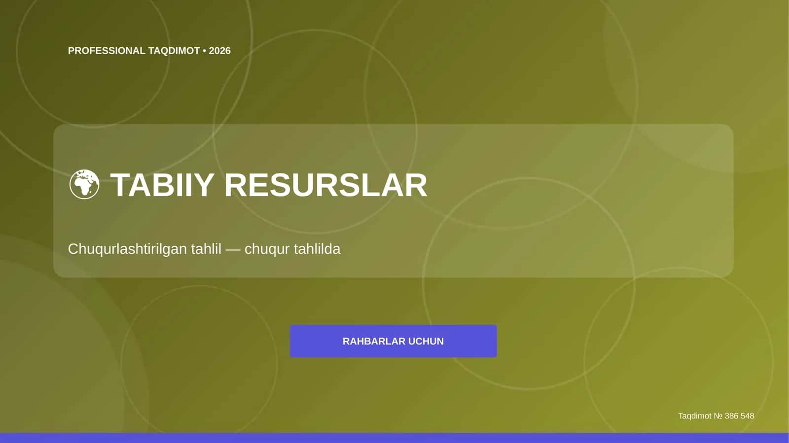 Tabiiy resurslar: chuqurlashtirilgan tahlil (chuqur tahlilda) [rahbarlar uchun]