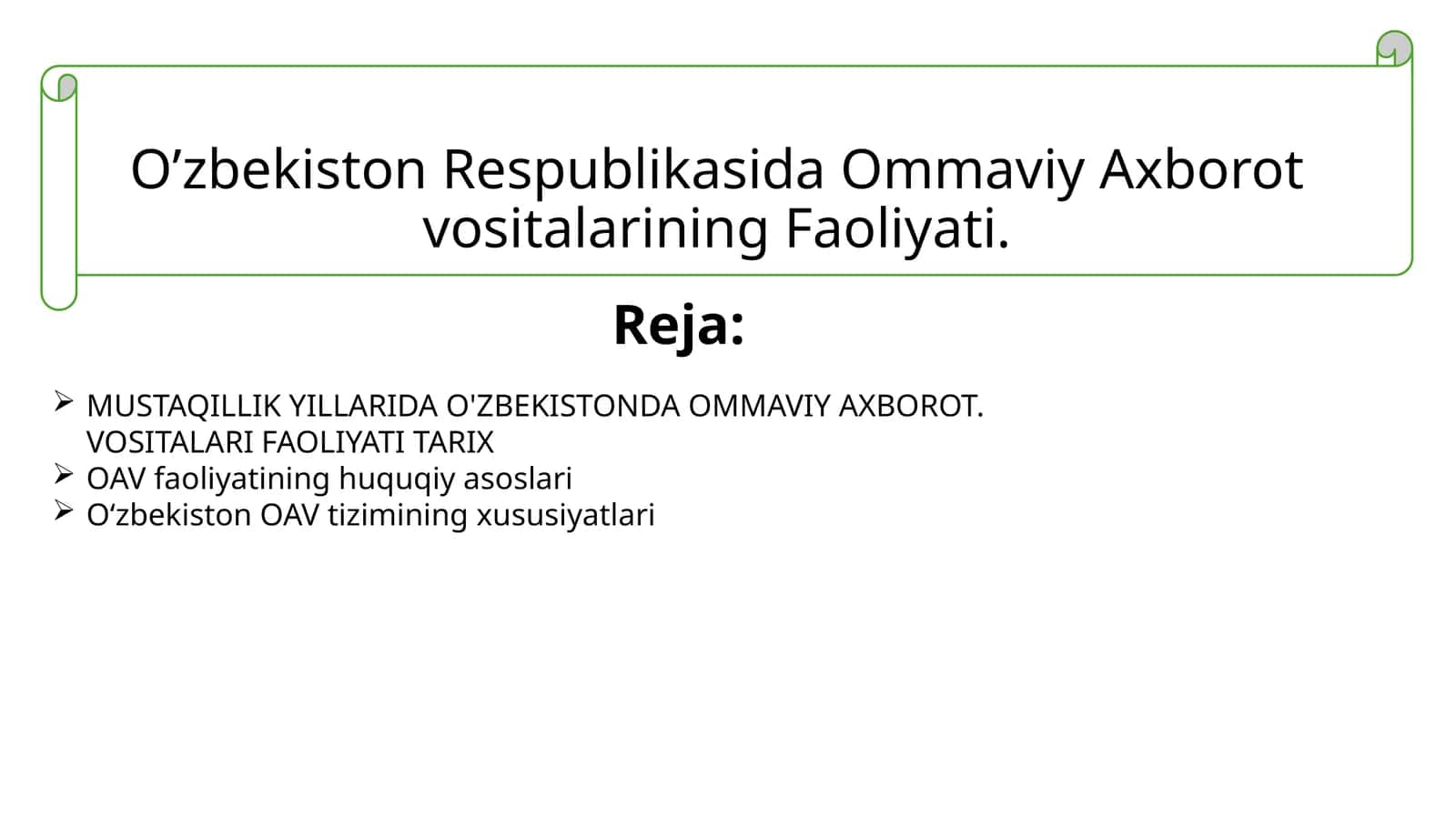 O'zbekistonda Ommaviy Axborot Vositalari Faoliyati Tarixi