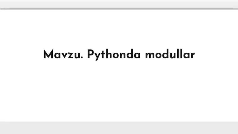Pythonda modullar
