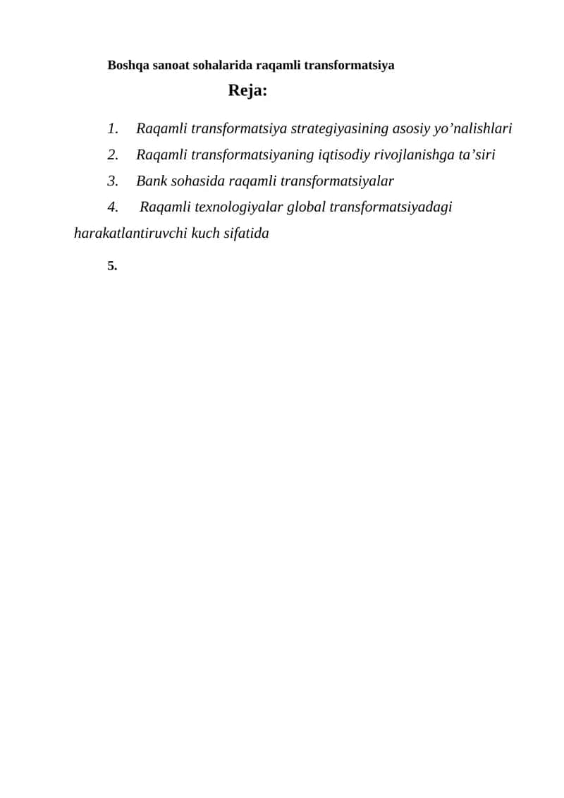 Raqamli Transformatsiya