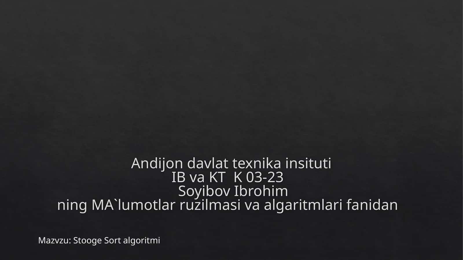 Stooge Sort algoritmi