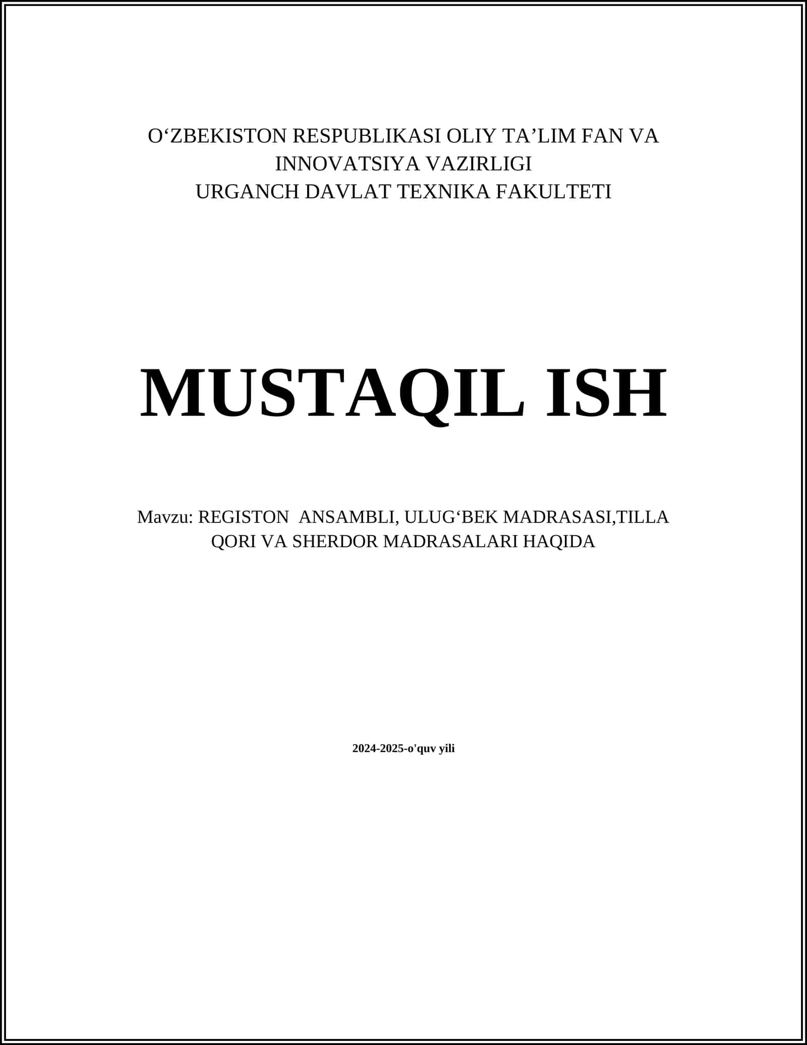 REGISTON ANSAMBLI, ULUGʻBEK MADRASASI, TILLA QORI VA SHERDOR MADRASALARI