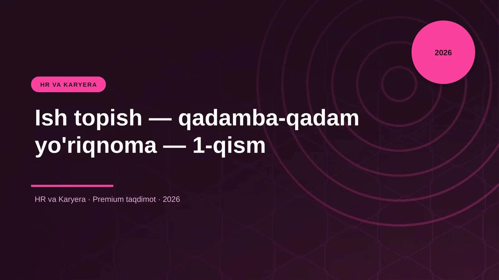 Ish topish — qadamba-qadam yo'riqnoma — 1-qism