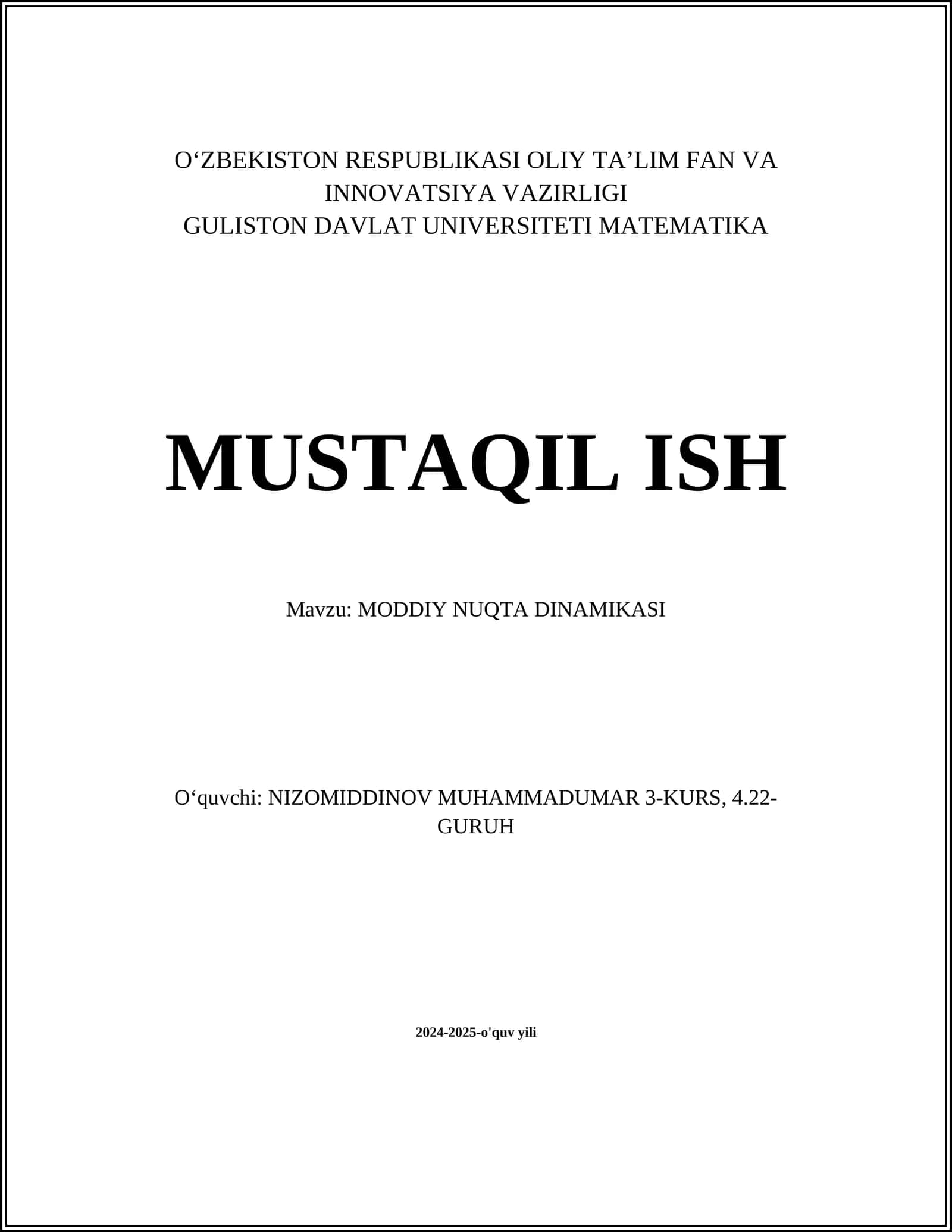 MODDIY NUQTA DINAMIKASI