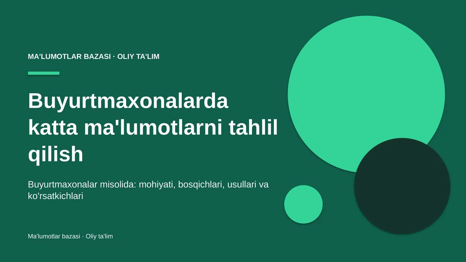 Buyurtmaxonalarda katta ma'lumotlarni tahlil qilish