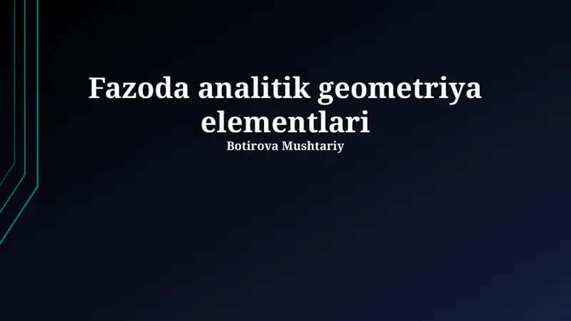 Fazoda analitik geometriya elementlari