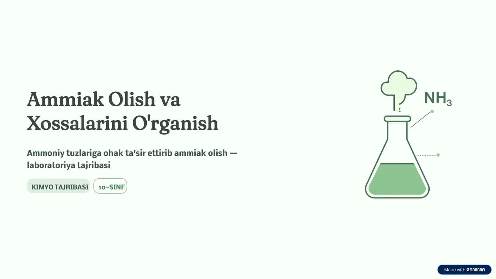 Ammiak Olish va Xossalarini O'rganish