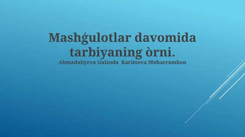 Tarbiyaning Òrni