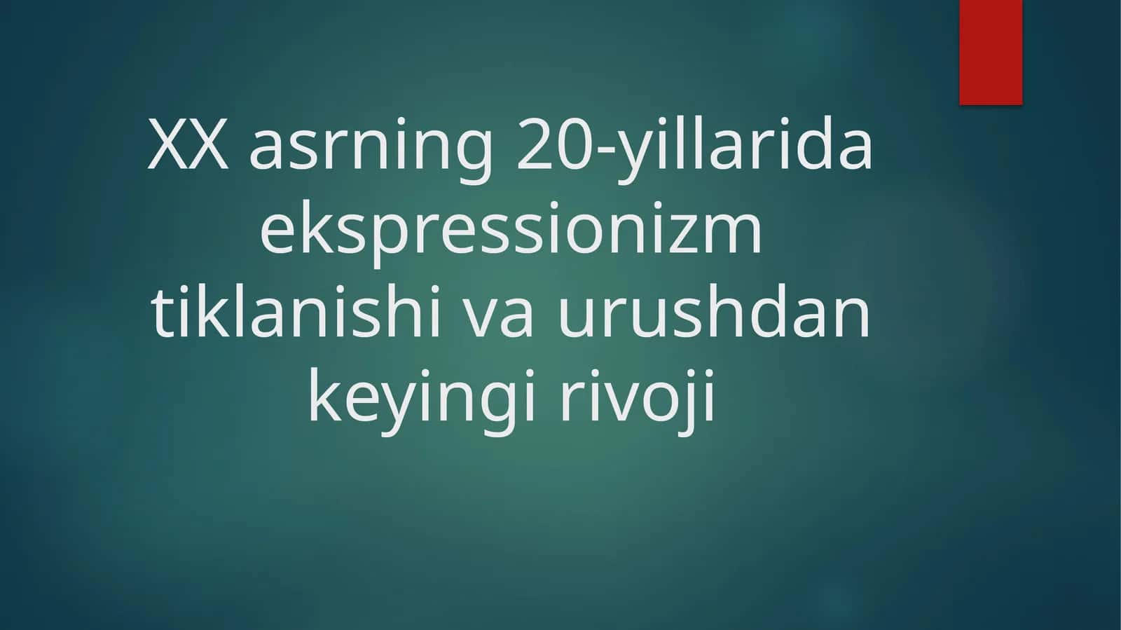 XX asrning 20-yillarida ekspressionizm tiklanishi va urushdan keyingi rivoji