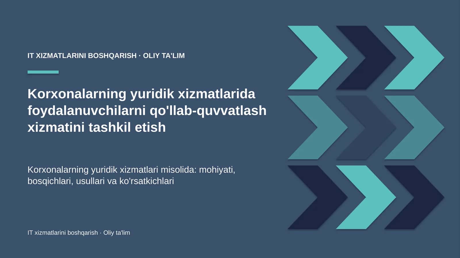 Korxonalarning yuridik xizmatlarida foydalanuvchilarni qo'llab-quvvatlash xizmatini tashkil etish