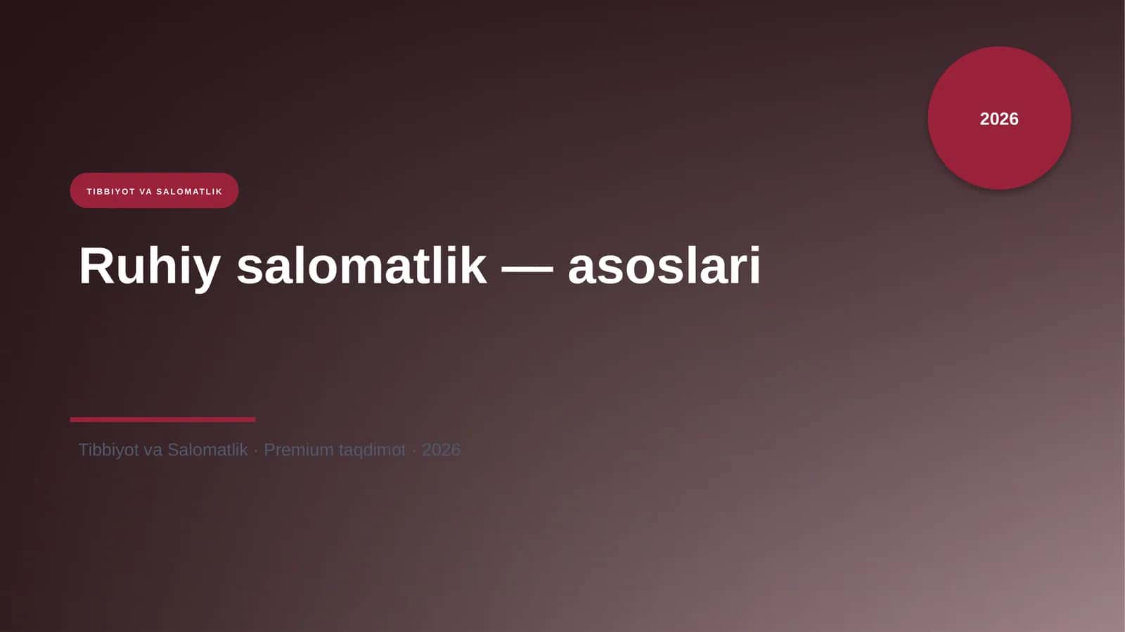 Ruhiy salomatlik — asoslari