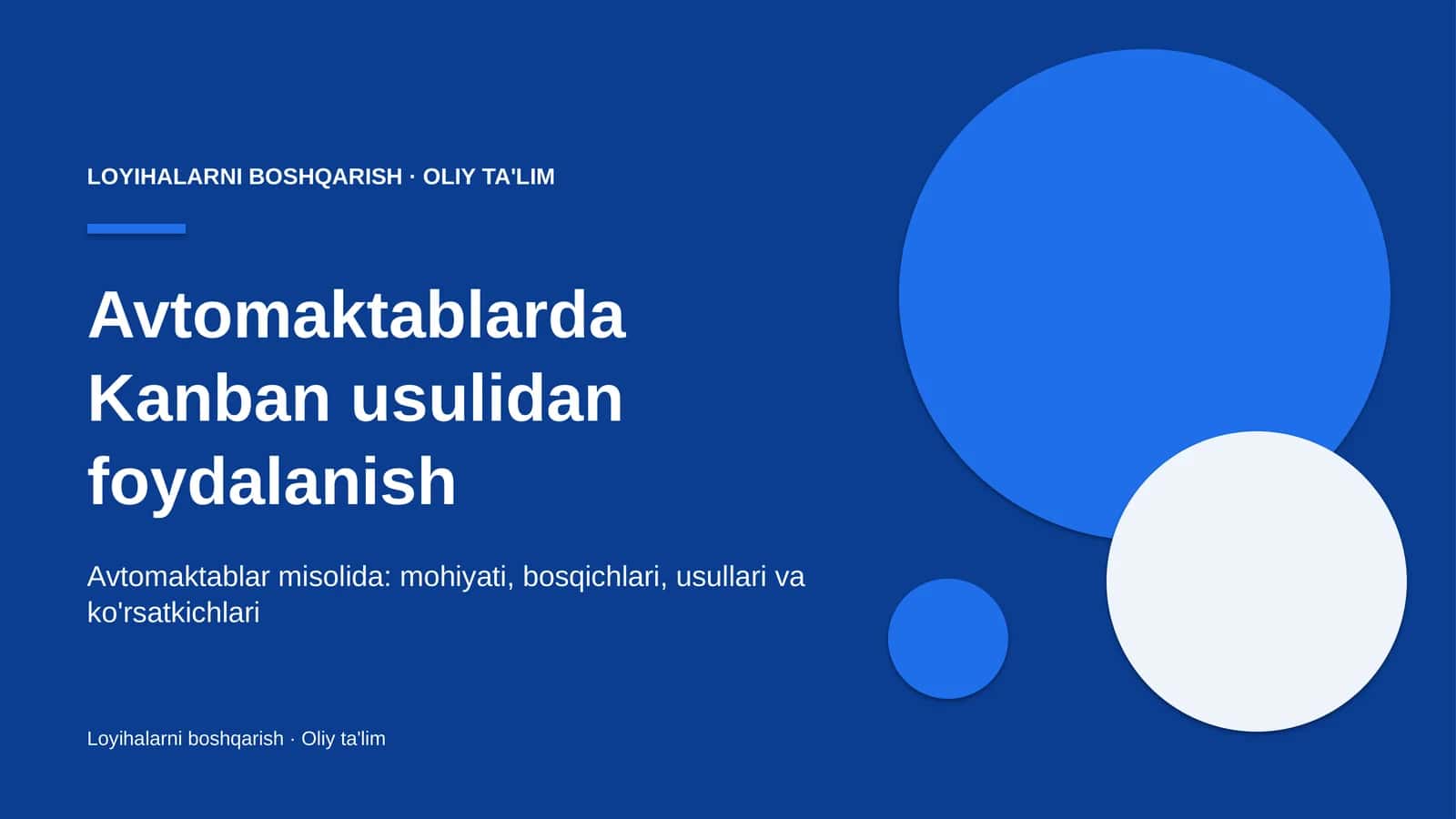Avtomaktablarda Kanban usulidan foydalanish