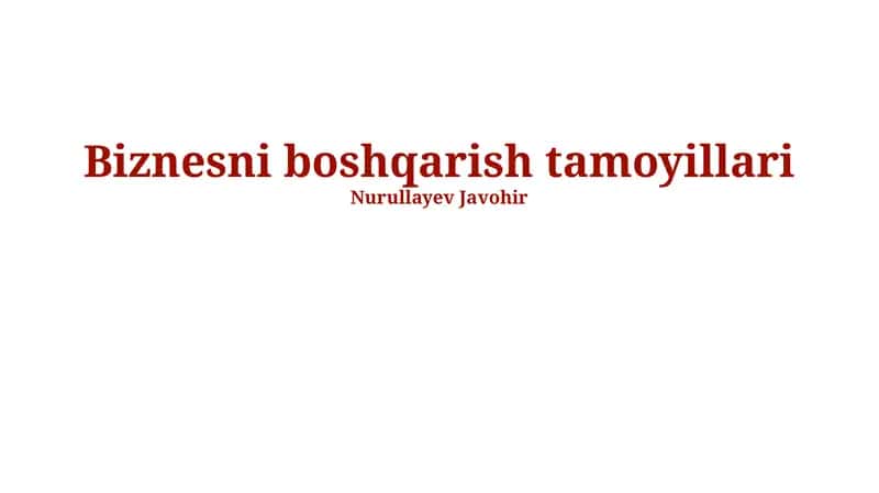 Biznesni boshqarish tamoyillari