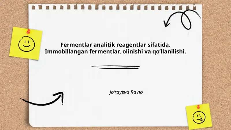 Fermentlar analitik reagentlar sifatida. Immobillangan fermentlar, olinishi va qo’llanilishi