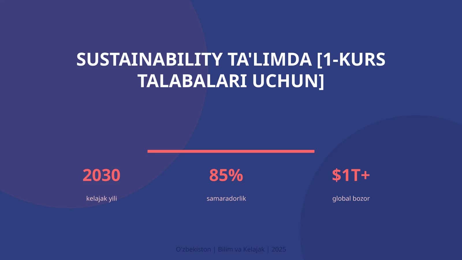 Sustainability ta'limda [1-kurs talabalari uchun]
