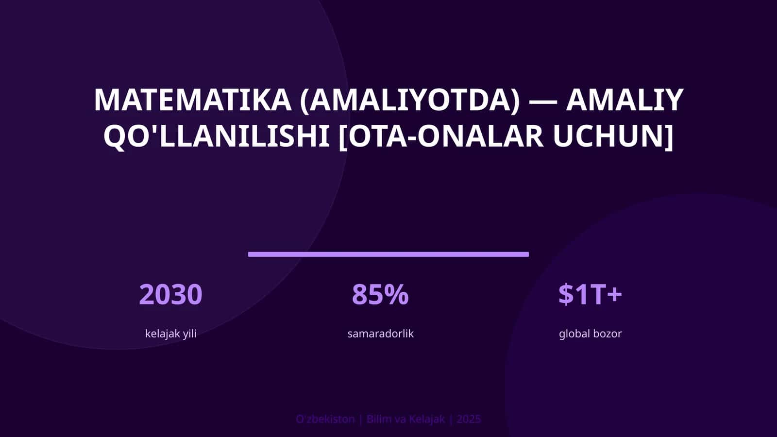 Matematika (amaliyotda) — amaliy qo'llanilishi [ota-onalar uchun]