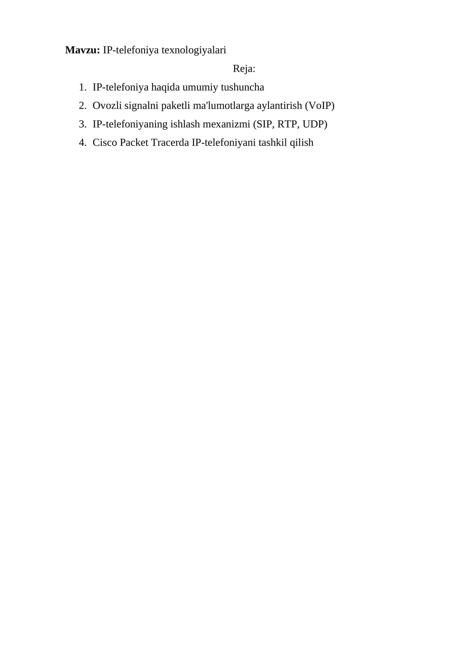 IP-telefoniya texnologiyalari