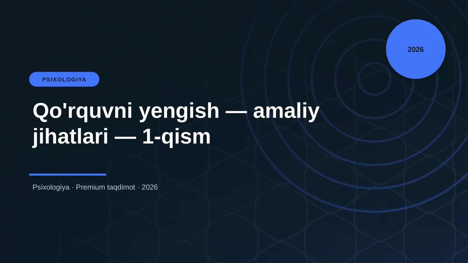 Qo'rquvni yengish — amaliy jihatlari — 1-qism