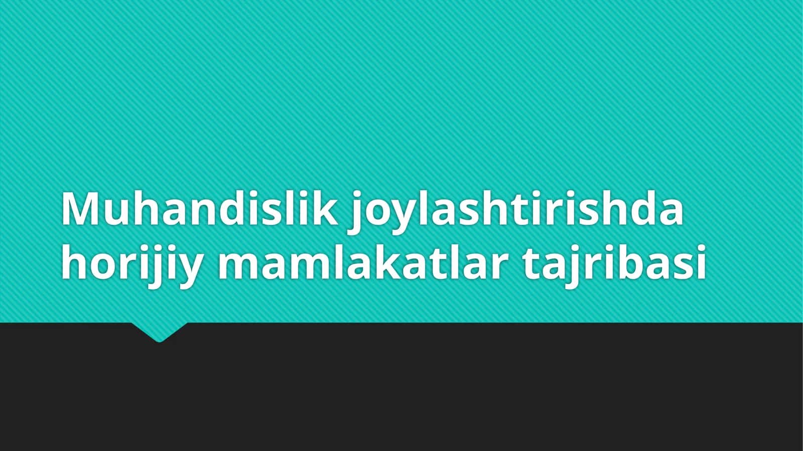 Muhandislik joylashtirishda horijiy mamlakatlar tajribasi