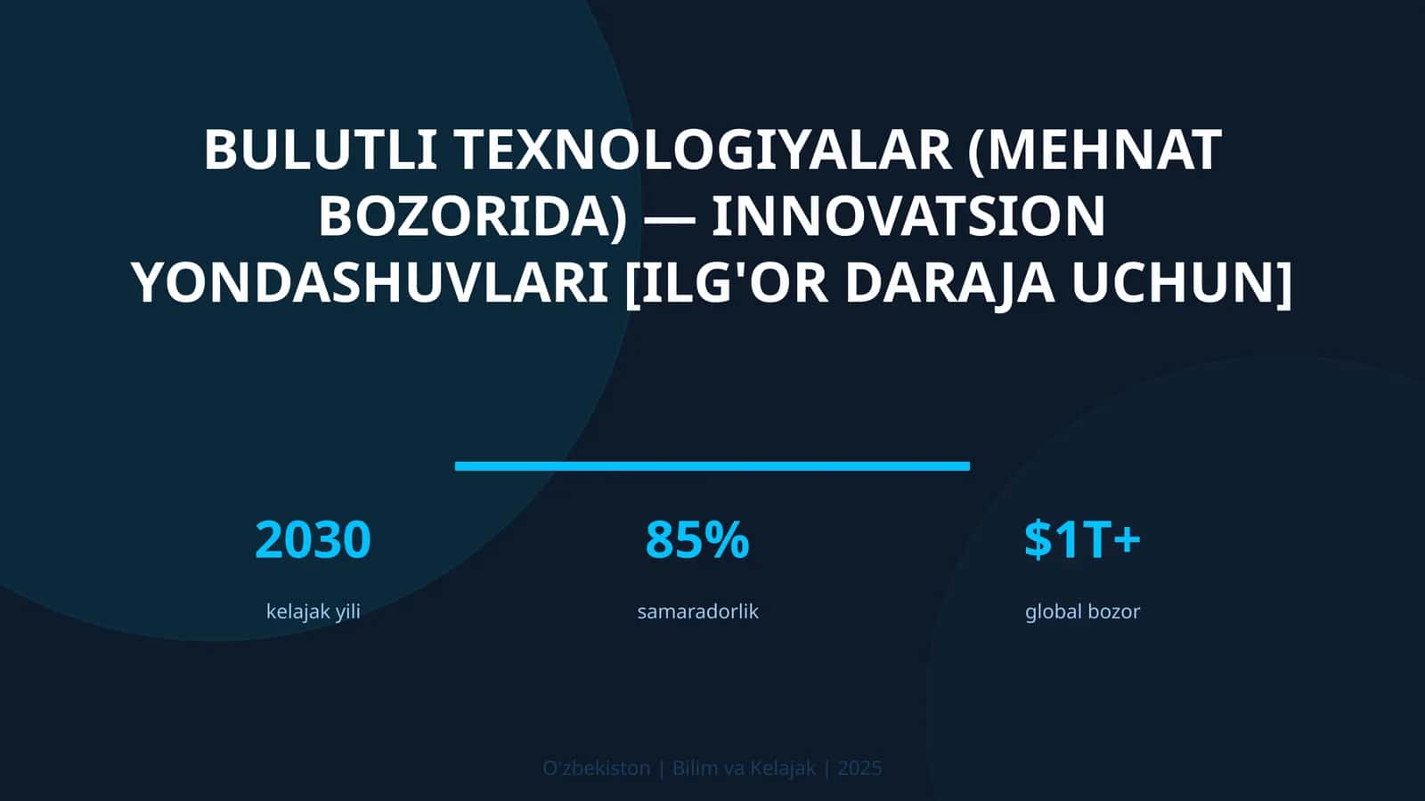 Bulutli texnologiyalar (mehnat bozorida) — innovatsion yondashuvlari [ilg'or daraja uchun]