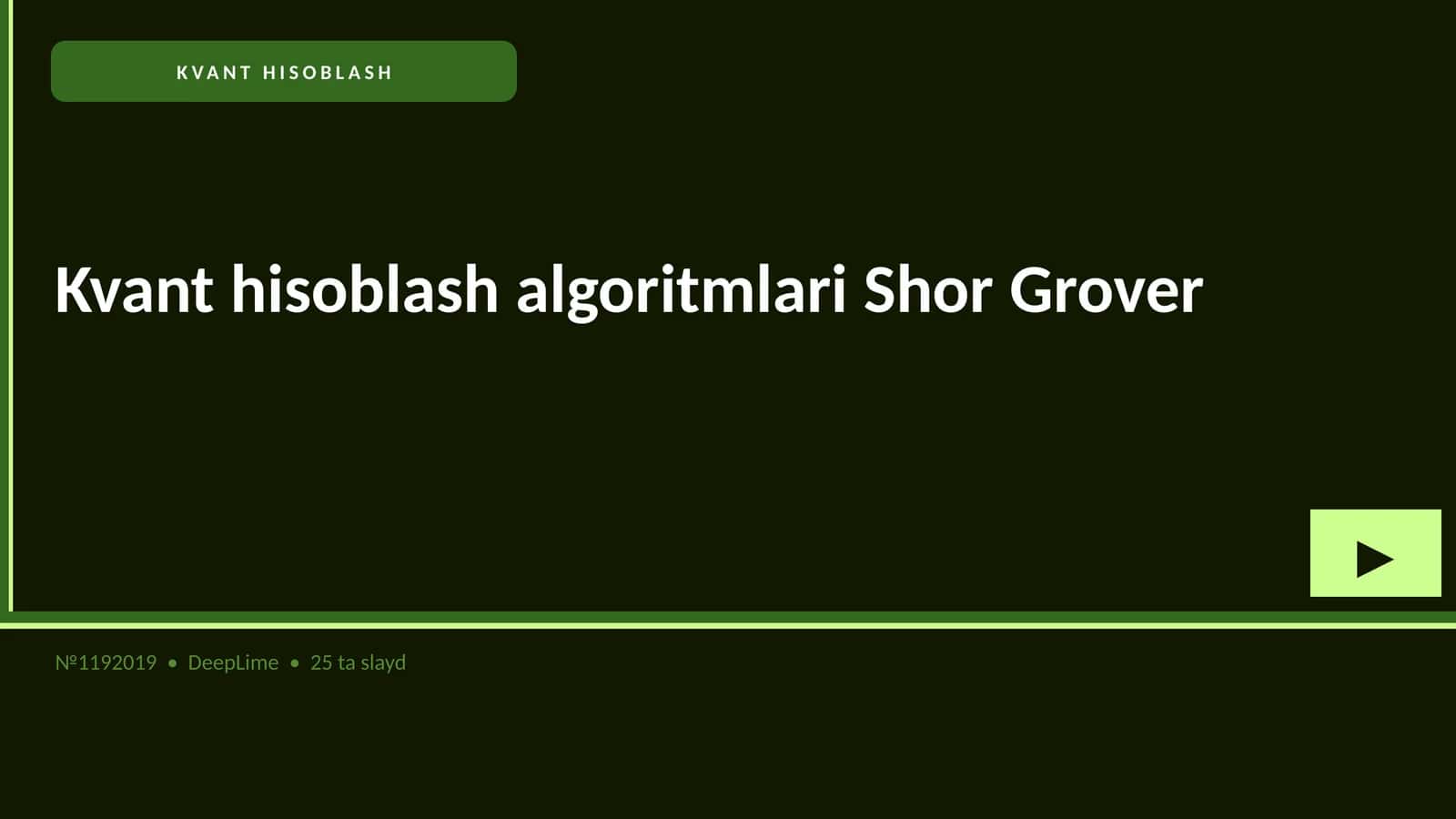 Kvant hisoblash algoritmlari Shor Grover