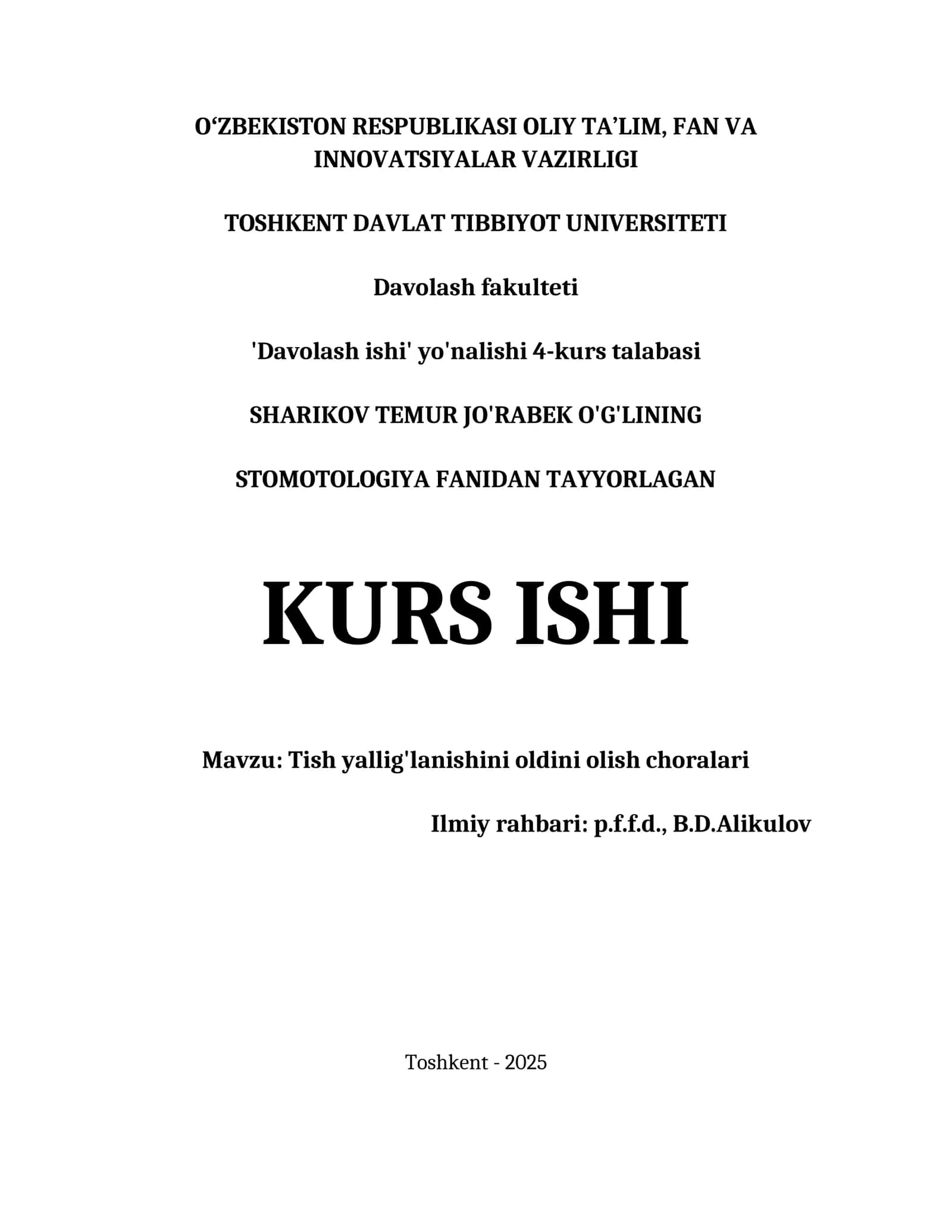 Tish yallig'lanishini oldini olish choralari