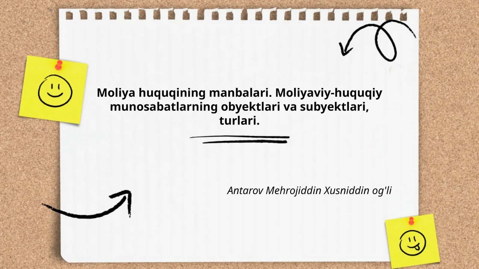 Moliya huquqining manbalari. Moliyaviy-huquqiy munosabatlarning obyektlari va subyektlari, turlari