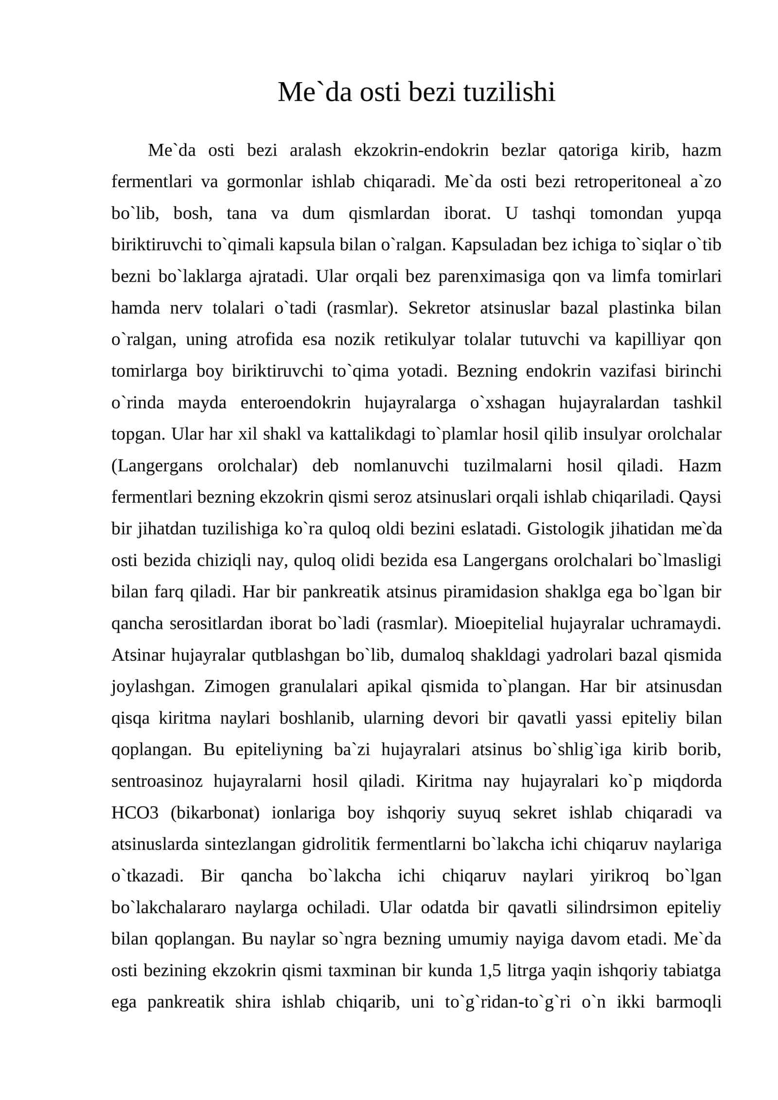 Me`da osti bezi tuzilishi