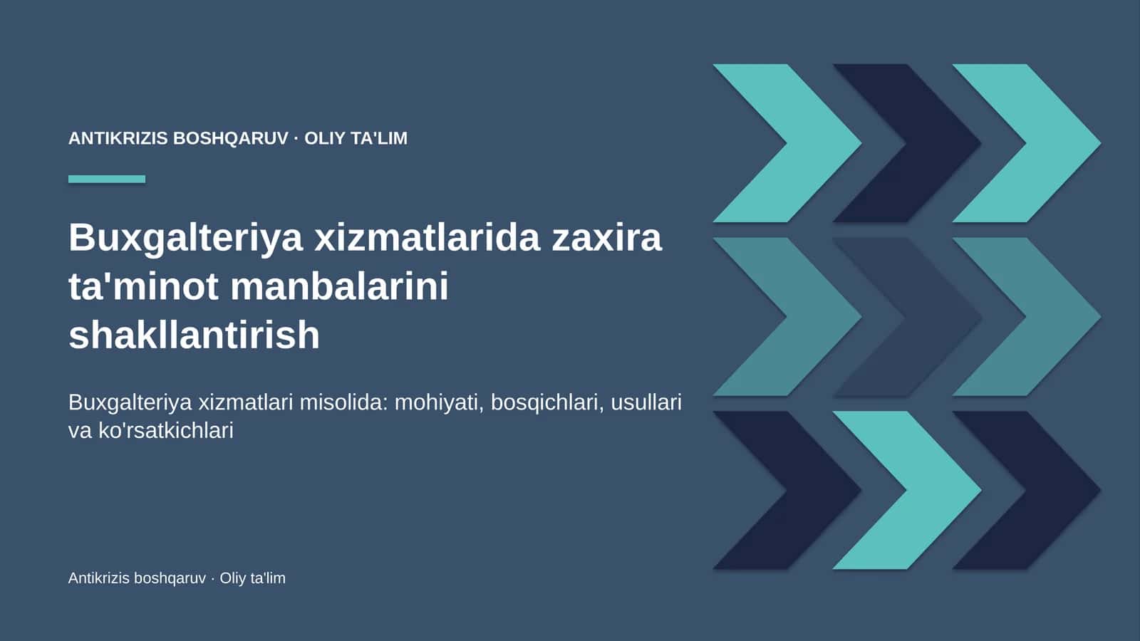 Zaxira ta'minot manbalarini shakllantirish