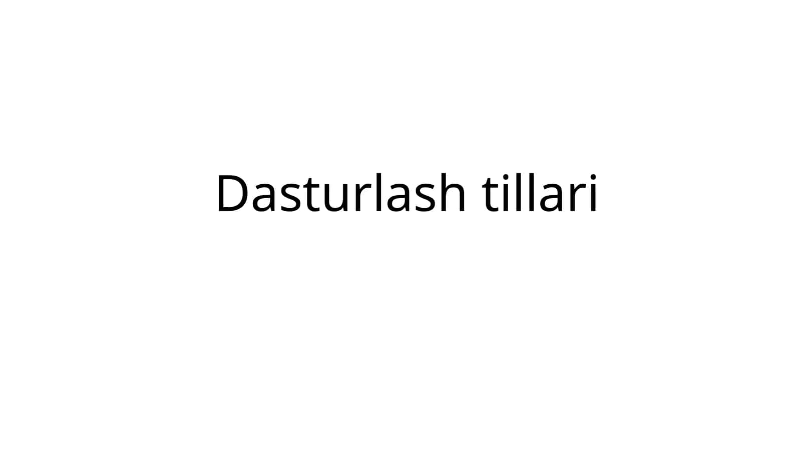 Dasturlash tillari