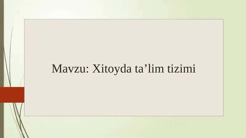 Xitoyda ta'lim tizimi