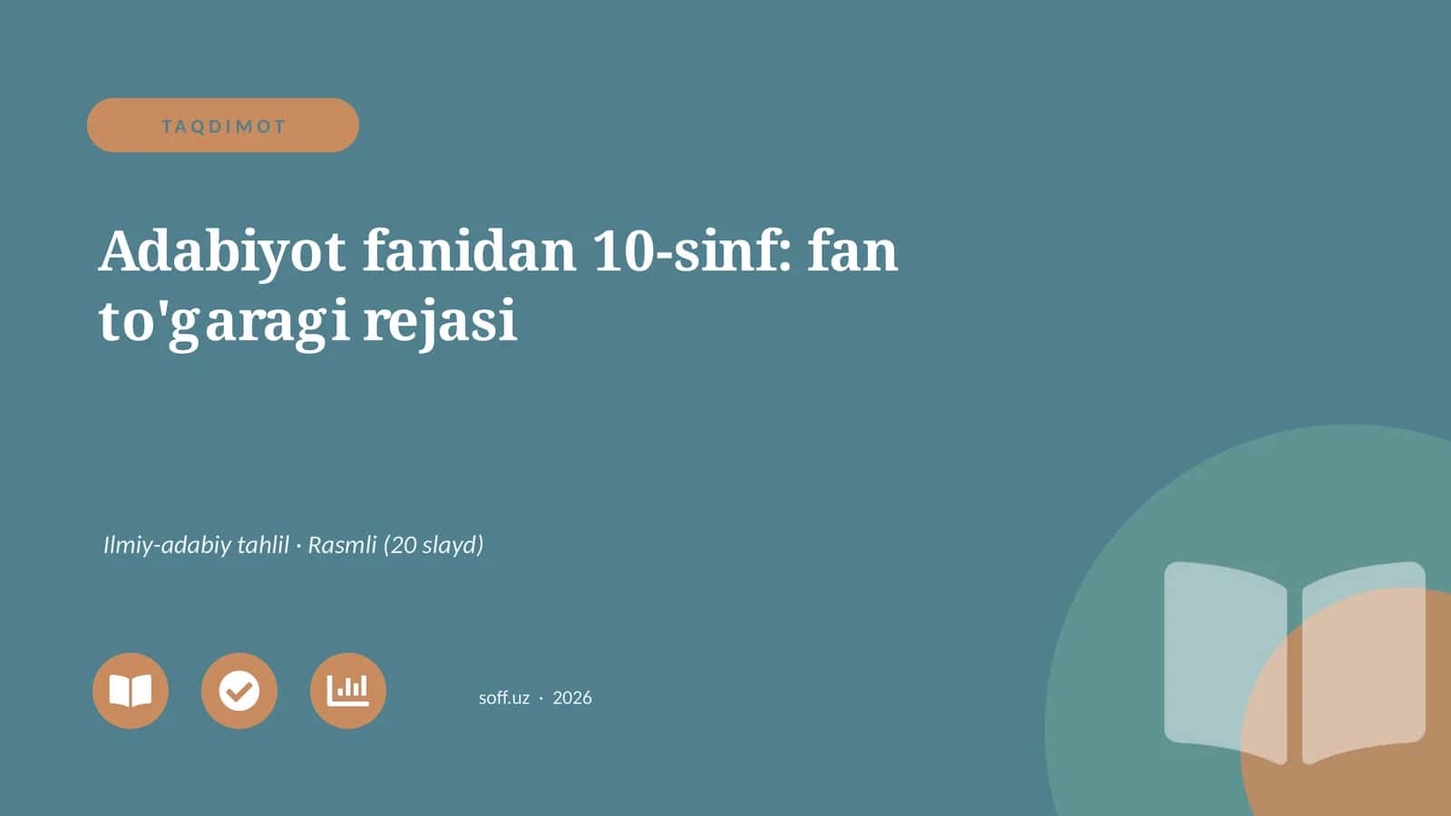 Adabiyot fanidan 10-sinf: fan to'garagi rejasi