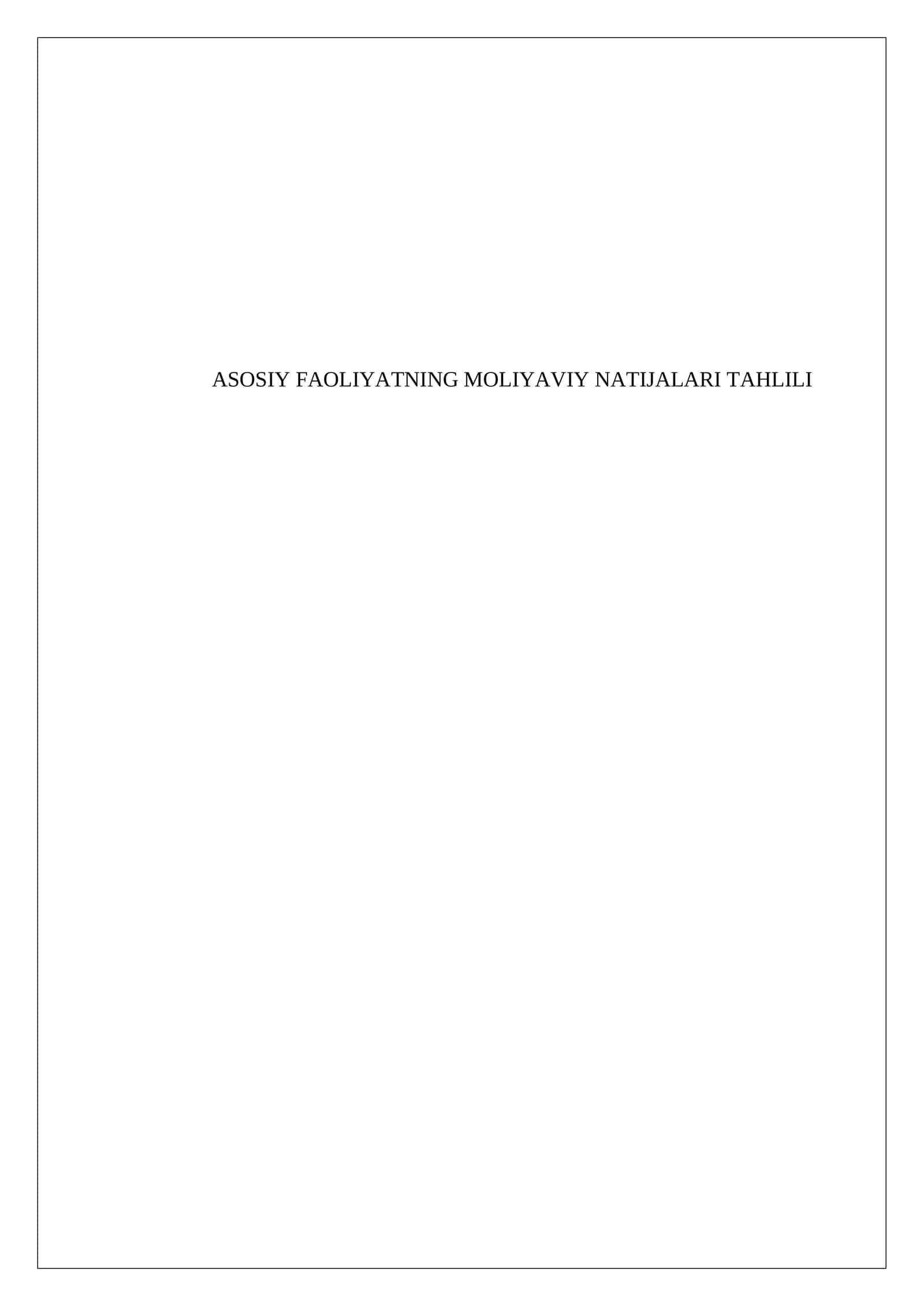 Moliyaviy natijalar tahlili