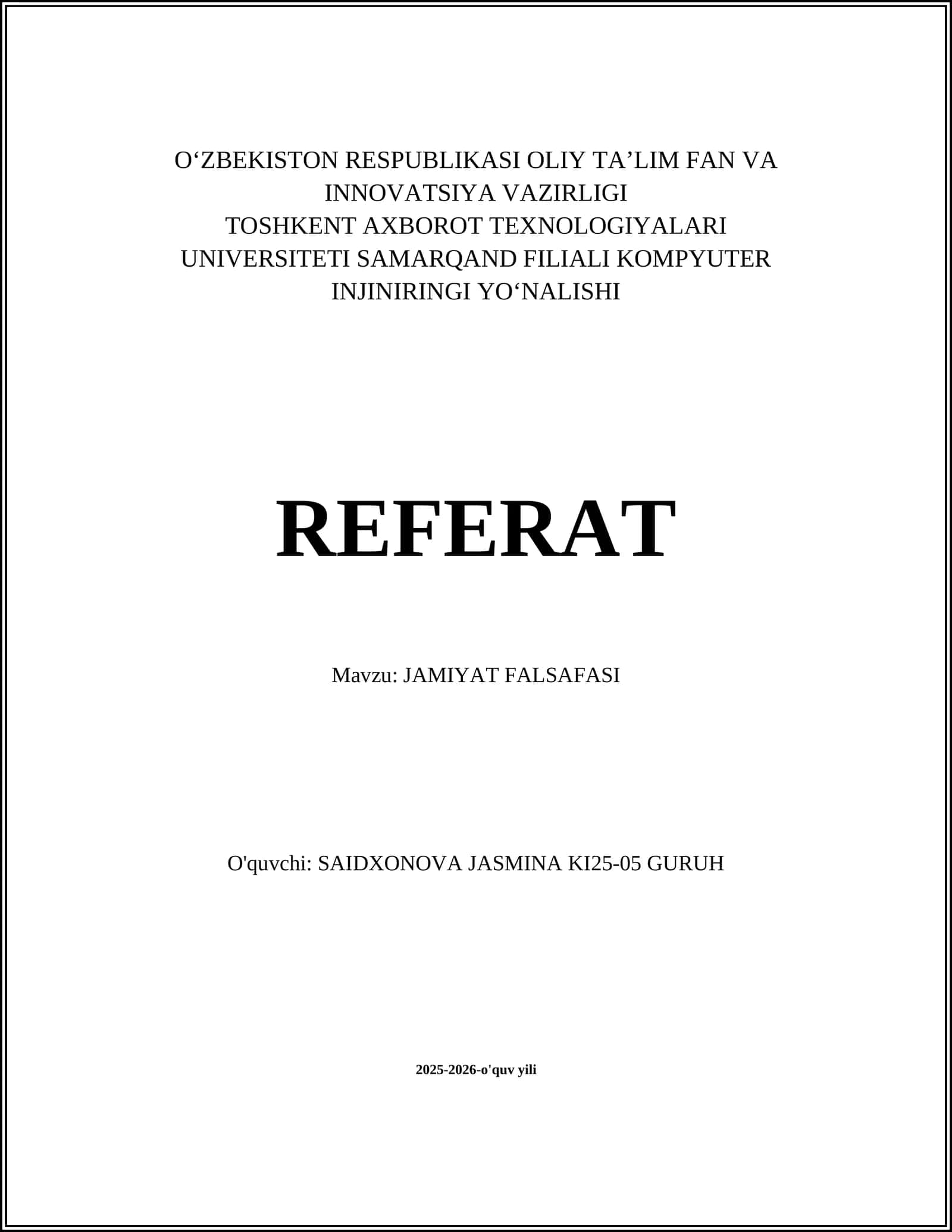 JAMIYAT FALSAFASI