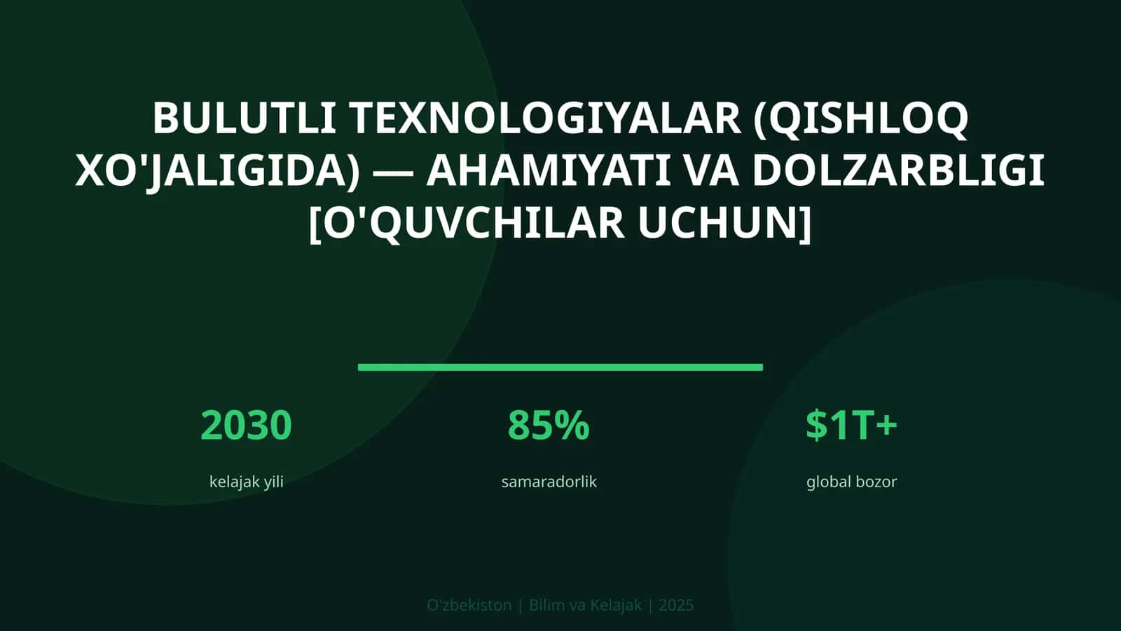 Bulutli Texnologiyalar (Qishloq xo'jaligida) — ahamiyati va dolzarbligi [o'quvchilar uchun]