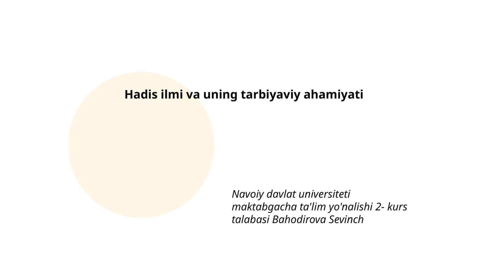 Hadis ilmi va uning tarbiyaviy ahamiyati