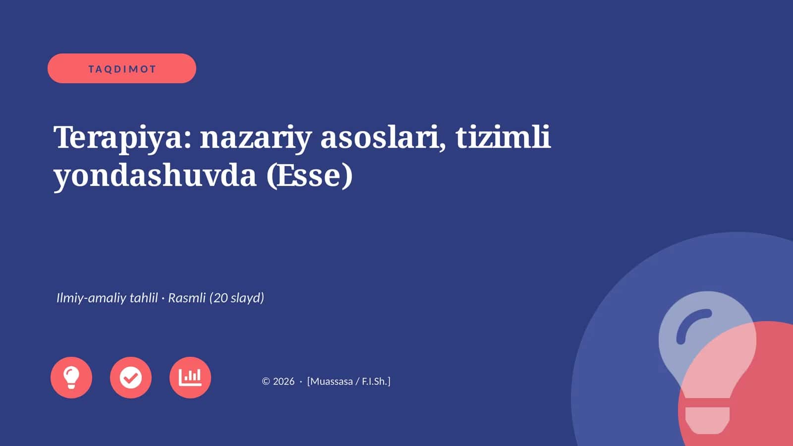 Terapiya: nazariy asoslari, tizimli yondashuvda (Esse)