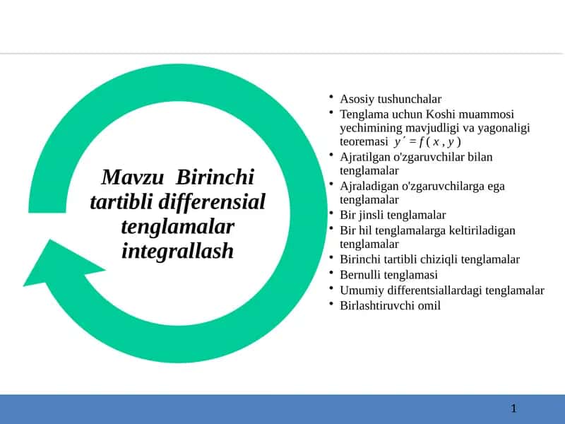Oddiy differensial Tenglama(ODE)
