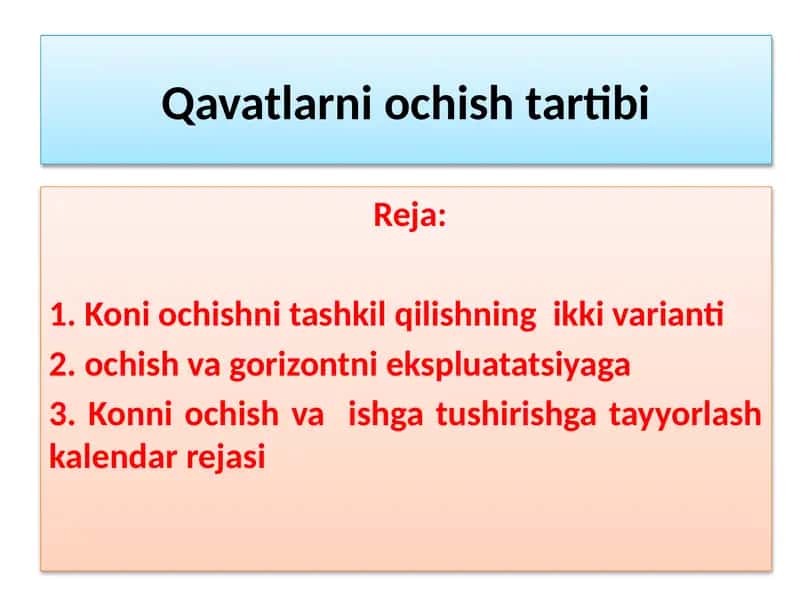 Qavatlarni ochishtartibi