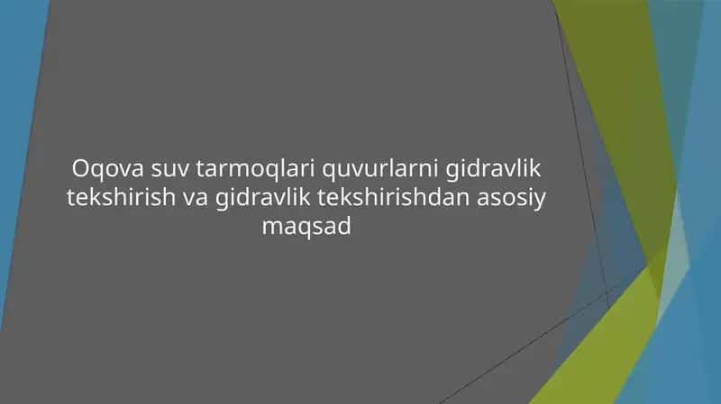 Oqovasuvtarmoqlari quvurlarni gidravlik tekshirish va gidravlik tekshirish danasosi