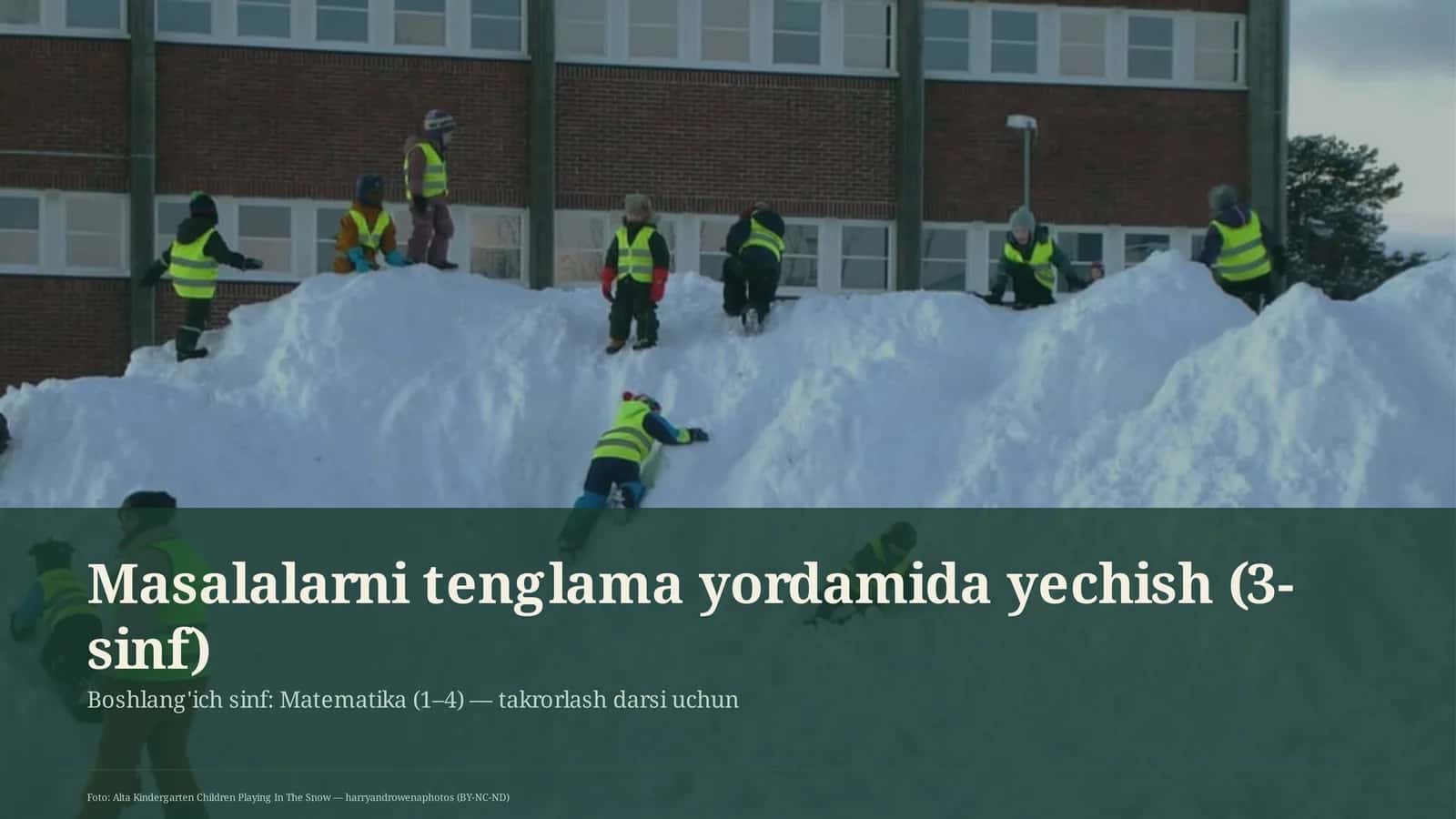 Masalalarni tenglama yordamida yechish (3-sinf)