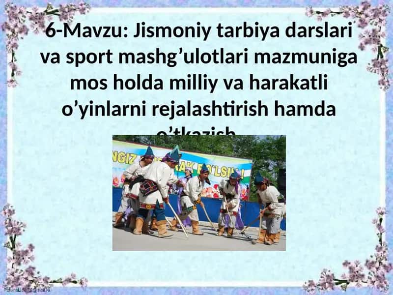 Milliy harakatli o'yinlarni o'tkazish metodikasi