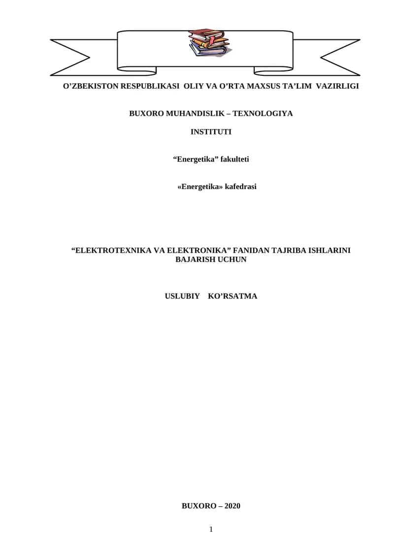 Elektrotexnika va Elektronika Fanidagi Tajriba ishlarini bajarish